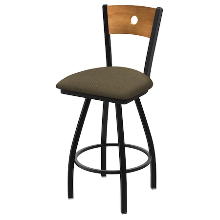 Holland Bar Stool Co 25" Swivel Counter Stool, Black Wrinkle, Med Back, Graph Cork Seat X830